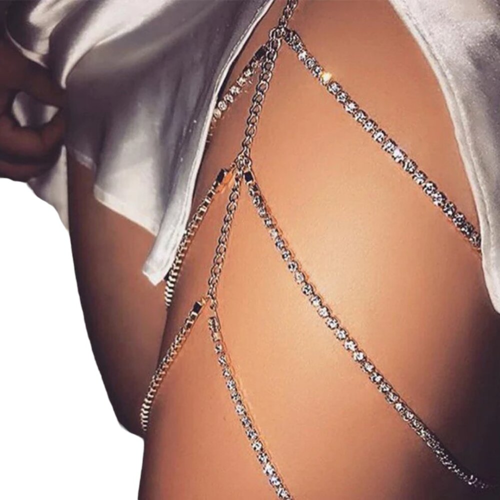 Multilayer Crystal Thigh Leg Body Chain